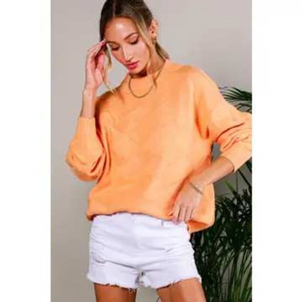 Vine & Love Peach Textured Diamond Knit Crew Neck Sweater Womens NEW Sz M - Picture 2 of 2